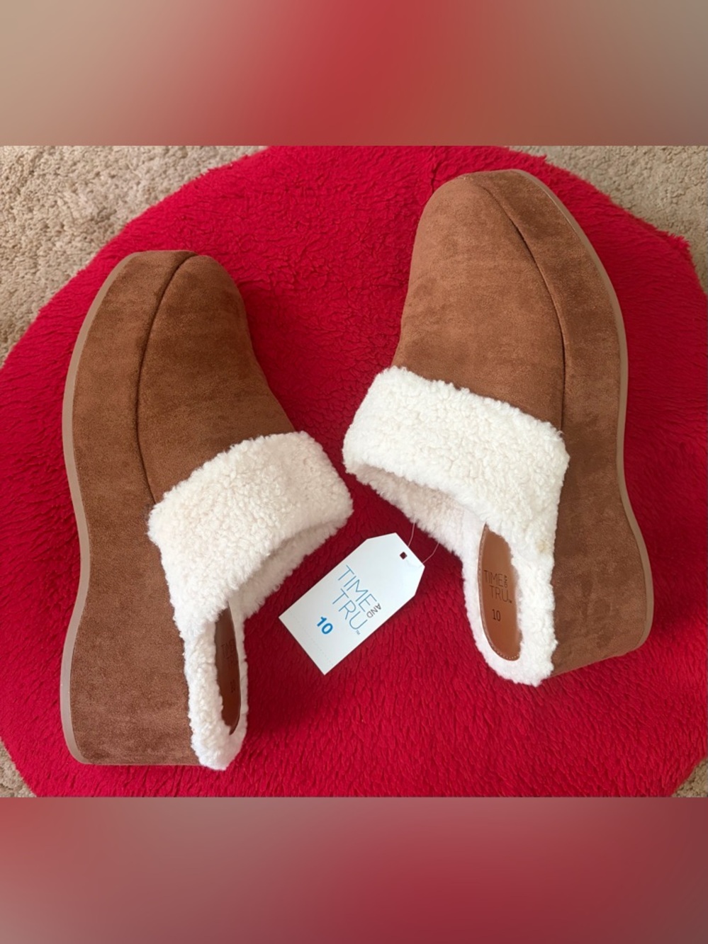 ❤️Time and Tru Girls' Chestnut Brown Slip-On Plush Lined Slippers New Size 10 - Picture 8 of 9